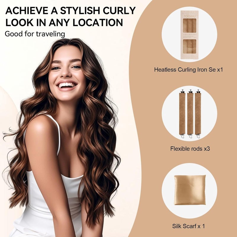 Togayu Heatless Curls Overnight Set - Jumbo Overnight Hair Curlers to Sleep In, Soft Velvet Hair Rollers for Women, No Damage Curls Styling Tools 6pcs - Image 5